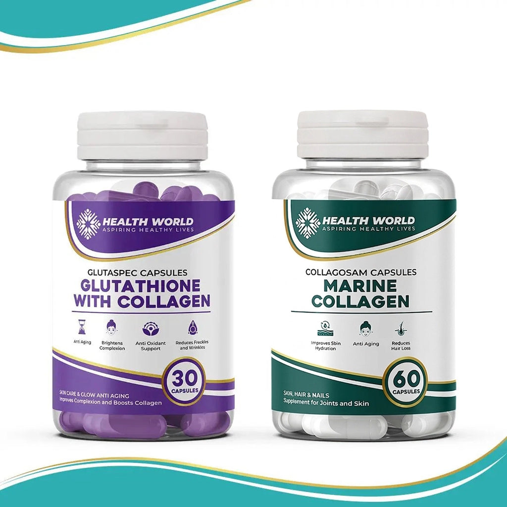Skin Whitening Bundle  Glutathione + Marine Collagen  Health World
